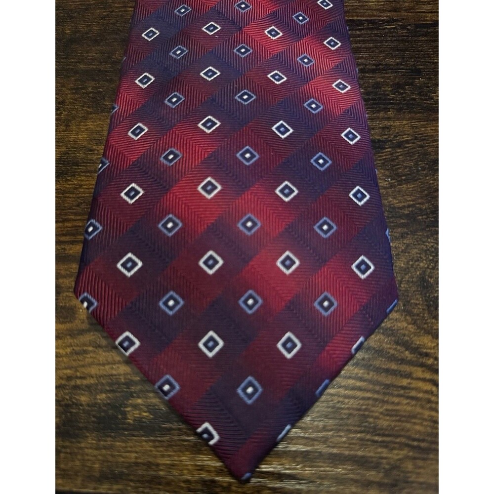 Bruno Piattelli 100% Silk Tie Red Black Geometric Foulard Luxury Heavyweight